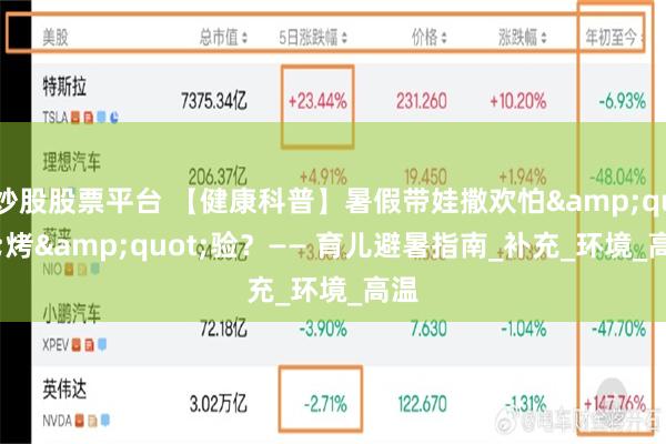 炒股股票平台 【健康科普】暑假带娃撒欢怕&quot;烤&quot;验？—— 育儿避暑指南_补充_环境_高温