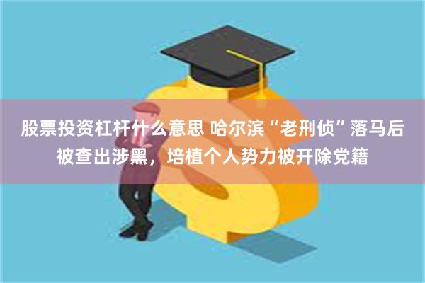 股票投资杠杆什么意思 哈尔滨“老刑侦”落马后被查出涉黑，培植个人势力被开除党籍