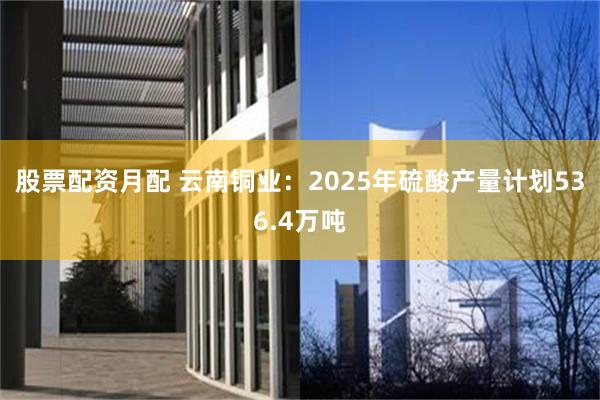 股票配资月配 云南铜业：2025年硫酸产量计划536.4万吨