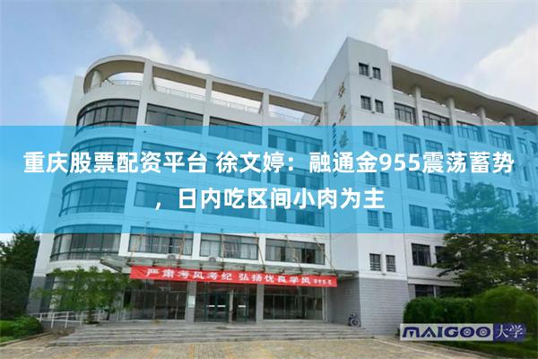 重庆股票配资平台 徐文婷：融通金955震荡蓄势，日内吃区间小肉为主