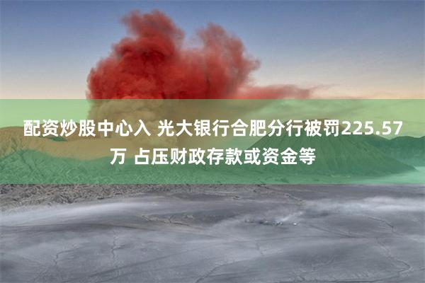 配资炒股中心入 光大银行合肥分行被罚225.57万 占压财政存款或资金等