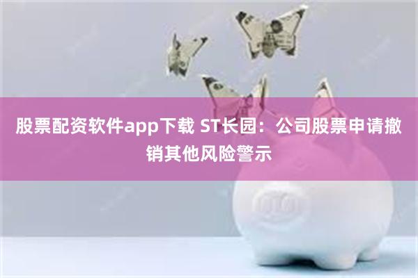 股票配资软件app下载 ST长园：公司股票申请撤销其他风险警示