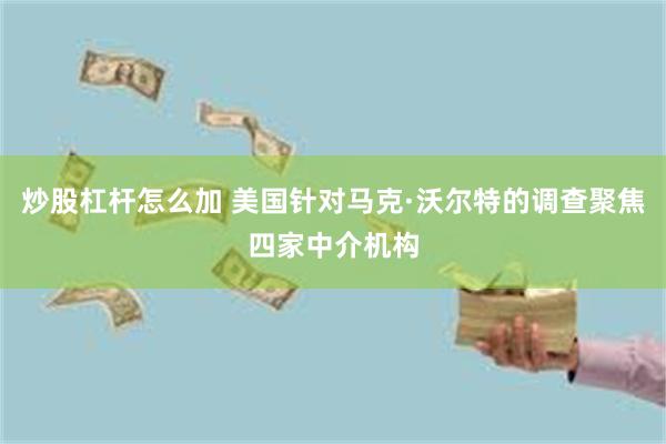 炒股杠杆怎么加 美国针对马克·沃尔特的调查聚焦四家中介机构